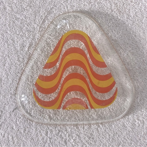 Vintage 70’s Hallå Assiett Wave Glass Art Snack Plate Side Plate Trinket Dish - Picture 2 of 10